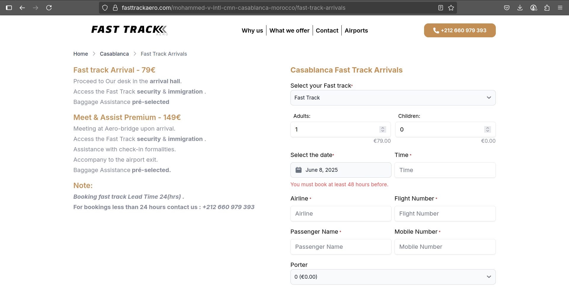 Booking Fast Track service in Casablanca Airport